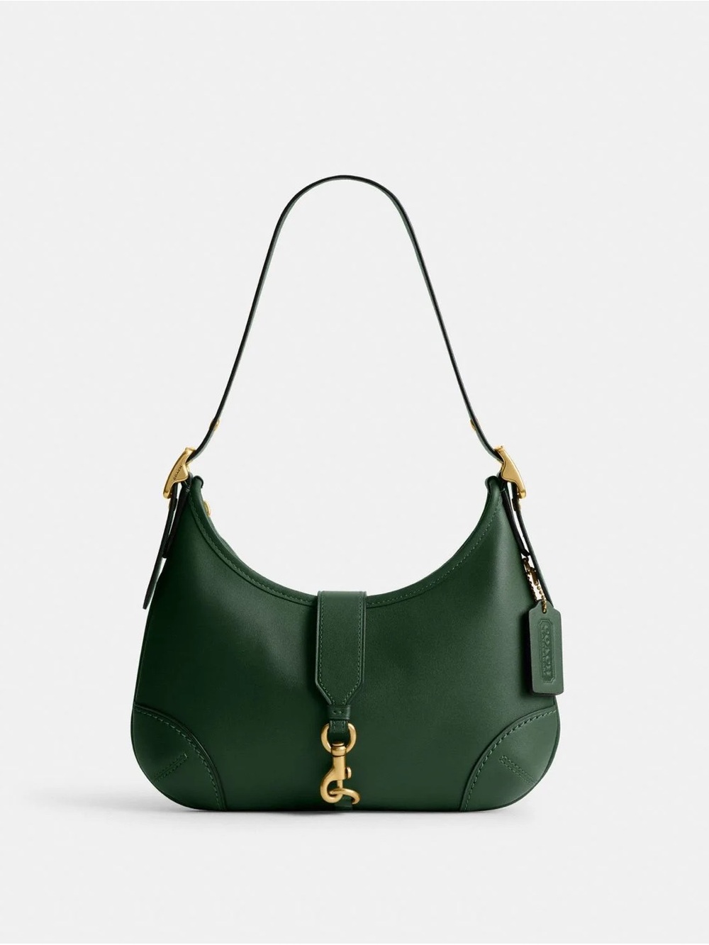 Coach Green Leather Shoulder Hampton hobo Bag with Gold Hardware